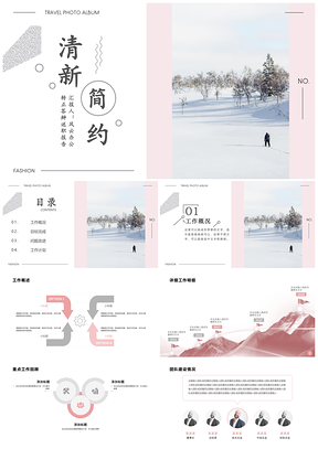 普屏紅色牡丹粉紅小清新風轉正答辯述職報告PPT模板