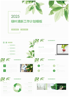 绿叶清新工作汇报模板