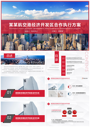 红色某经济合作开发执行方案PPT模板