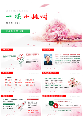 綠色語(yǔ)文七年級(jí)下冊(cè)第18課一棵小桃樹(shù)課件PPT模板