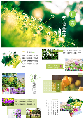 绿色小清新唯美相册PPT模板