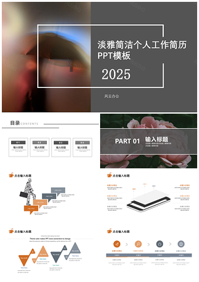 2025粉色淡雅简洁个人工作简历PPT模板