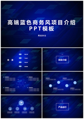 高端蓝色商务风项目介绍PPT模板