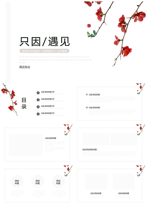 红色因为遇见小清新系列PPT模板