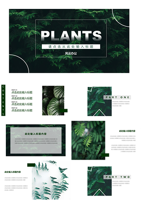 简约小清新绿色大气植物PPT模板