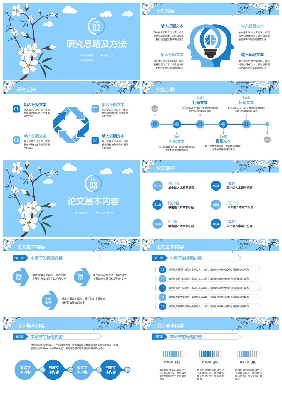 蓝色小清新毕业答辩PPT模板
