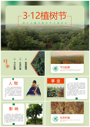 绿色植树节主题宣传教育PPT模板