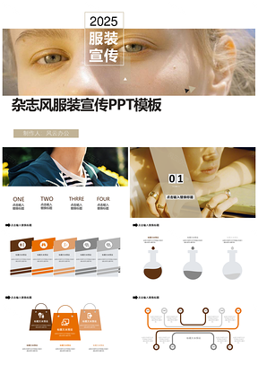 2025灰色杂志风服装宣传PPT模板