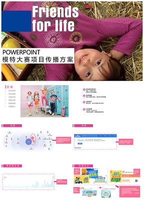 红色模特比赛宣传策划PPT模板
