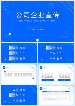 蓝色简约企业宣传公司介绍PPT模板