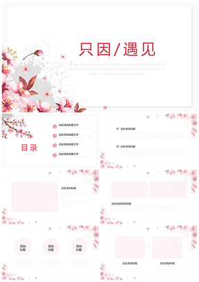 白色桃花小清新只因遇见系列PPT模板