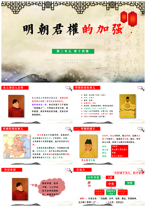 绿色历史七年级下册第14课明朝的统治课件PPT模板