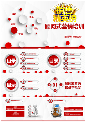 彩色顾问式营销销售人员培训专业PPT模板