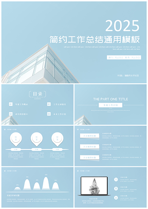 2025白色藍(lán)色簡(jiǎn)約工作總結(jié)PPT模板