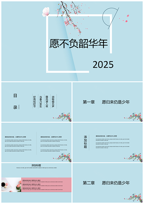 2025蓝色清新粉色淡雅工作汇报通用PPT模板