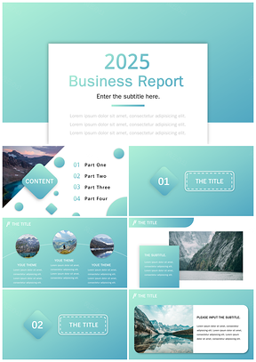 蓝绿渐变创意通用PPT模板