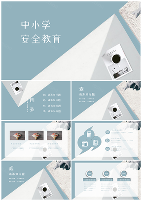 蓝色简约清新中小学安全教育PPT模板
