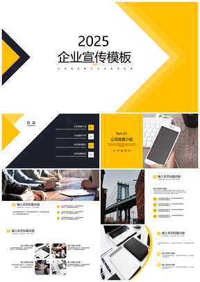 2025黄色黑黄商务企业宣传PPT模板
