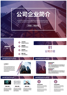 蓝色完整实用公司企业简介企业文化宣传PPT模板