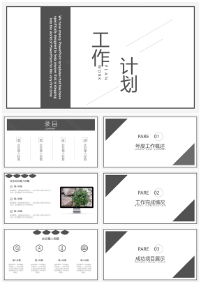 簡潔黑白工作計(jì)劃PPT