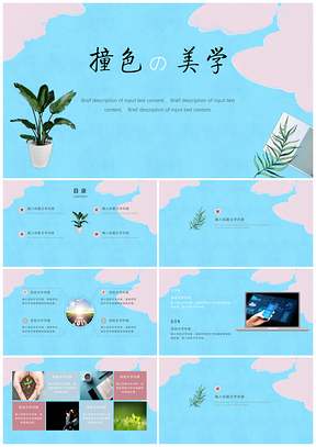 小清新撞色簡約年終總結(jié)工作計劃商務(wù)PPT模板