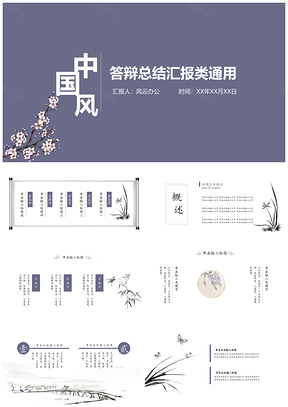 简约复古莫兰迪色中国风通用PPT模板