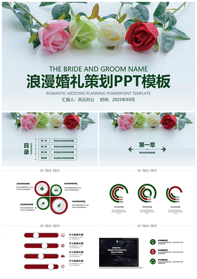 2025绿色浪漫婚礼策划PPT模板
