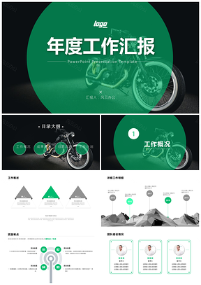汇报绿色商务风工作总结PPT模板