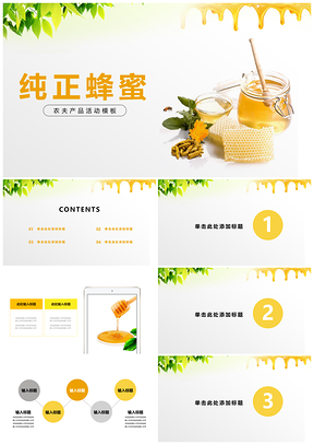 黄色天然有机蜂蜜产品活动PPT模板