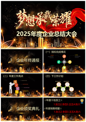 2025黄色年度企业年终总结大会PPT模板