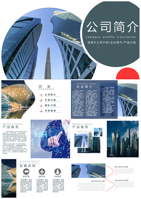 蓝色简约商务风公司简介PPT模板