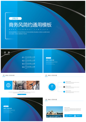 2025总结计划蓝色商务风简约PPT模板
