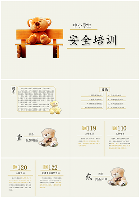 黄色中小学生安全培训PPT模板