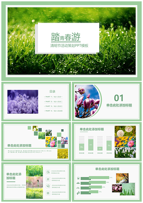 綠色踏青春游清明節(jié)活動策劃PPT模板