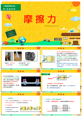绿色人教版物理必修一第三章相互作用第3节摩擦力PPT模板