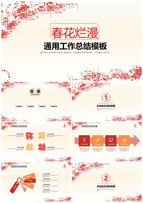 白色春花爛漫通用工作總結(jié)PPT模板