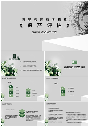 彩色白色高等教育教学模板资产评估PPT模板