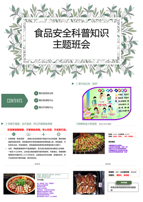 绿色食品安全科普知识主题班会宣讲会教育课件PPT模板