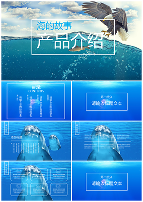 蓝色海的故事产品介绍PPT模板