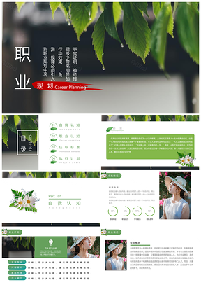 职业规划绿色小清新大学生职业生涯规划PPT模板