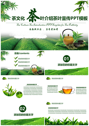 绿色茶文化茶叶介绍茶叶宣传PPT模板