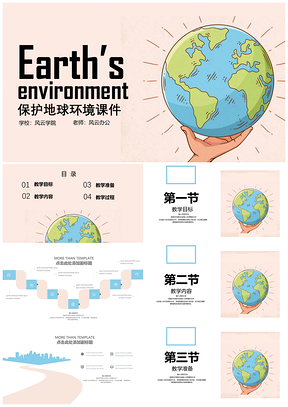 白色保护环境教育课件PPT模板