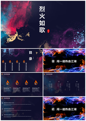 白色烈火如歌大气中国风毕业答辩通用PPT模板