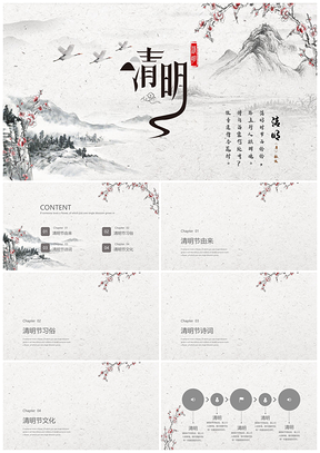 白色中国风清明节祭祖踏青教育教学PPT模板