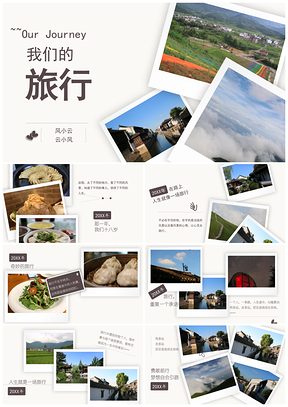 白色旅行纪念相册PPT模板