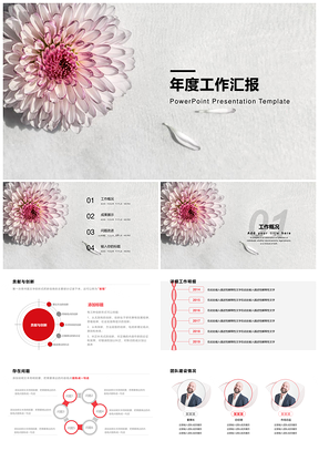 總結(jié)計(jì)劃紅色小清新風(fēng)年度工作匯報(bào)PPT模板