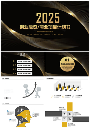 2025黃色創(chuàng)業(yè)融資商業(yè)項(xiàng)目計(jì)劃書PPT模板