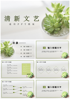 白色日系清新文艺通用PPT模板