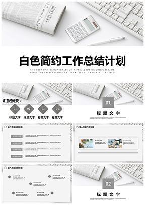 工作汇报白色简约工作总结计划PPT模板