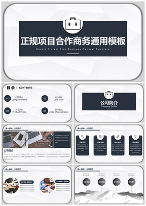 白色黑白时尚商务严谨正规系列PPT模板